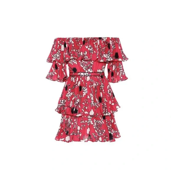 strapless open back dress Fleur Sun Cami Strap Mini Dress Flowers Red